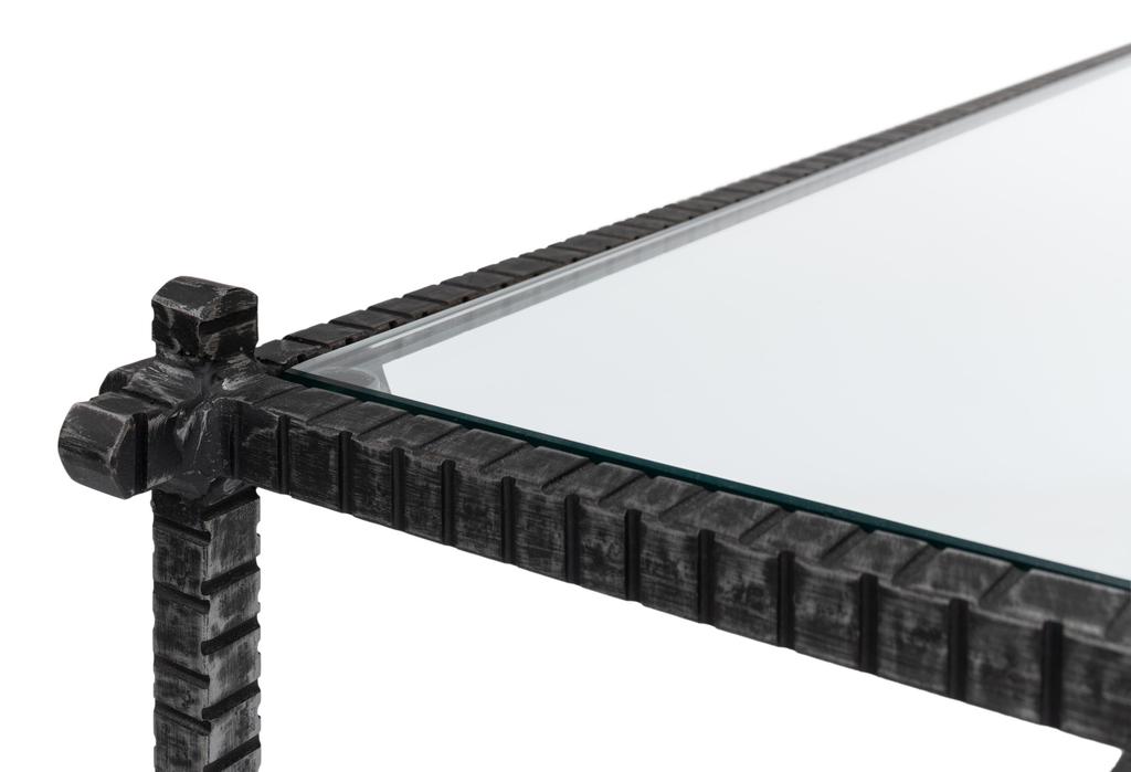 Ironworks White Serrated Edge Iron Coffee Table - Ornate Home