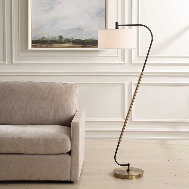 Irwin Curved Brass Floor Lamp - Ornate Home