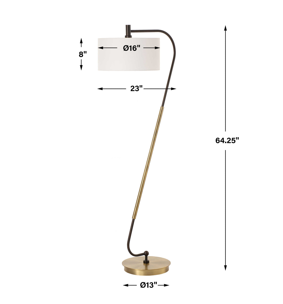 Irwin Curved Brass Floor Lamp - Ornate Home