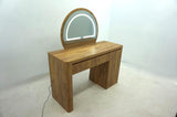 Irwin Rustic Oak Vanity Table With Led Mirror And Storage - Ornate Home
