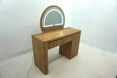 Irwin Rustic Oak Vanity Table With Led Mirror And Storage - Ornate Home