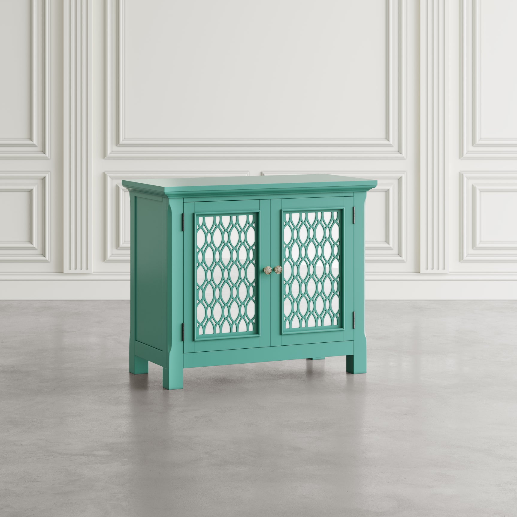 Isabella Aqua 38 Mirrored Accent Cabinet - Ornate Home