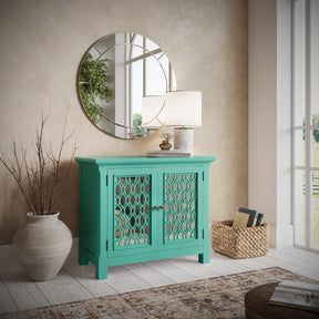 Isabella Aqua 38 Mirrored Accent Cabinet - Ornate Home
