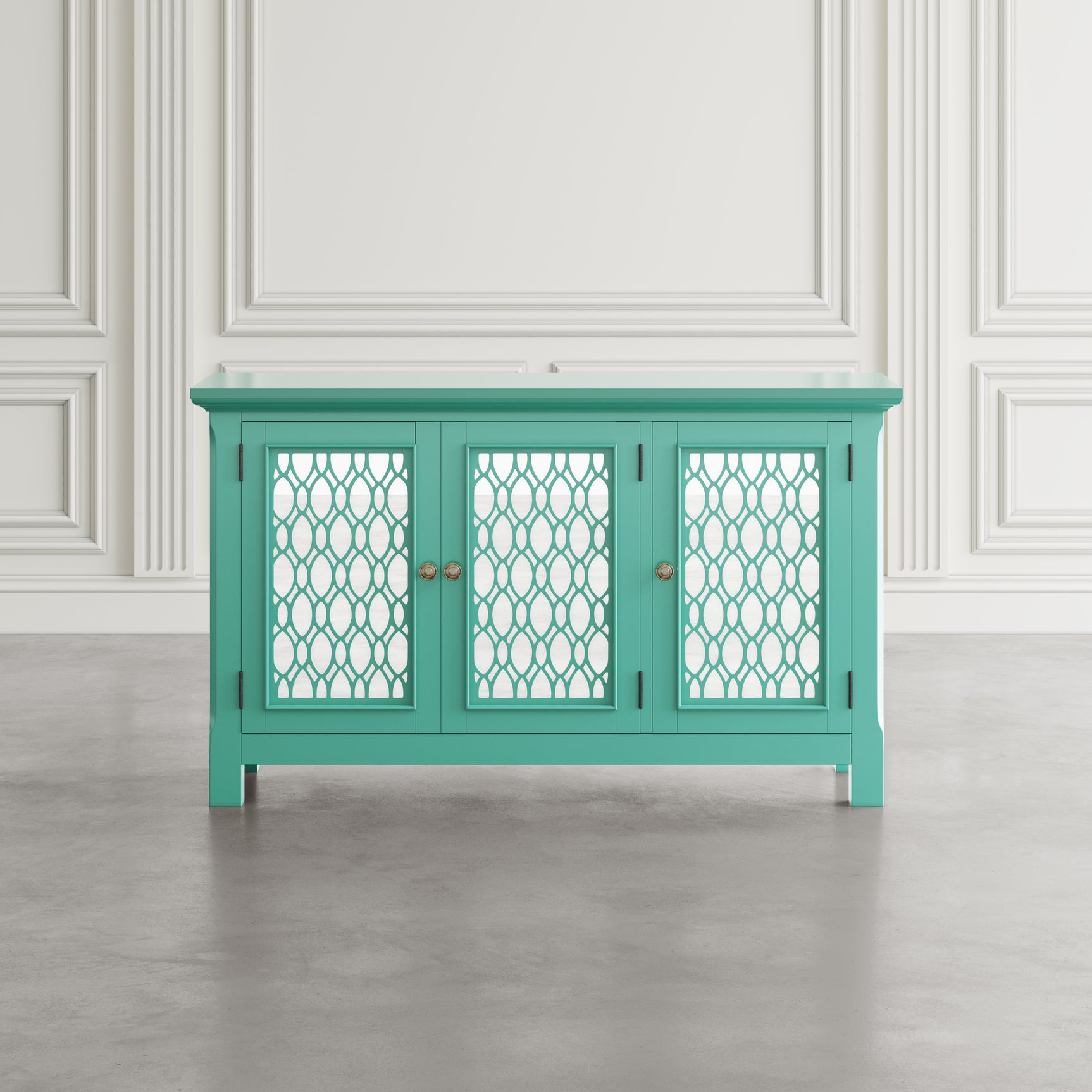 Isabella Aqua 54 Mirrored Accent Cabinet - Ornate Home
