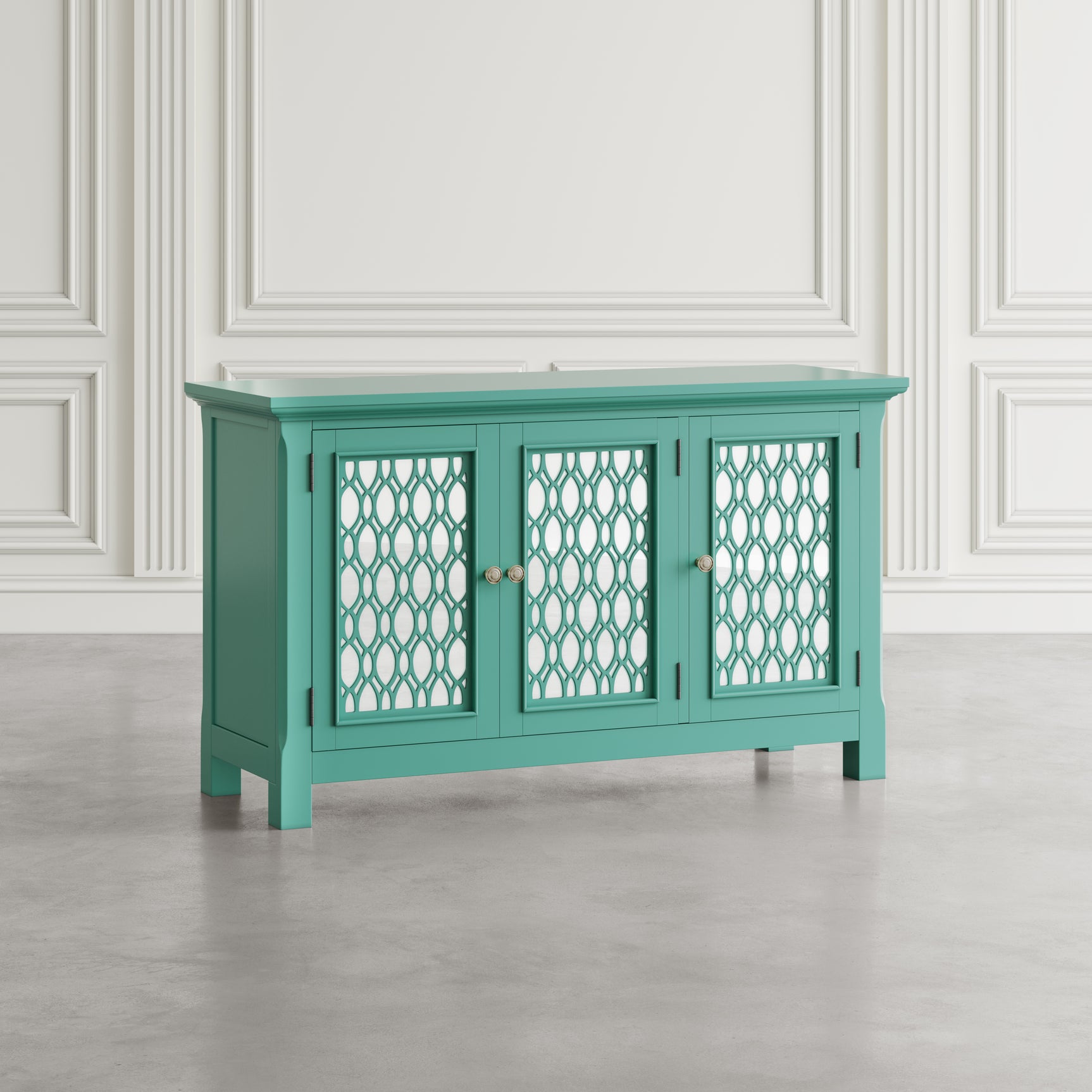 Isabella Aqua 54 Mirrored Accent Cabinet - Ornate Home
