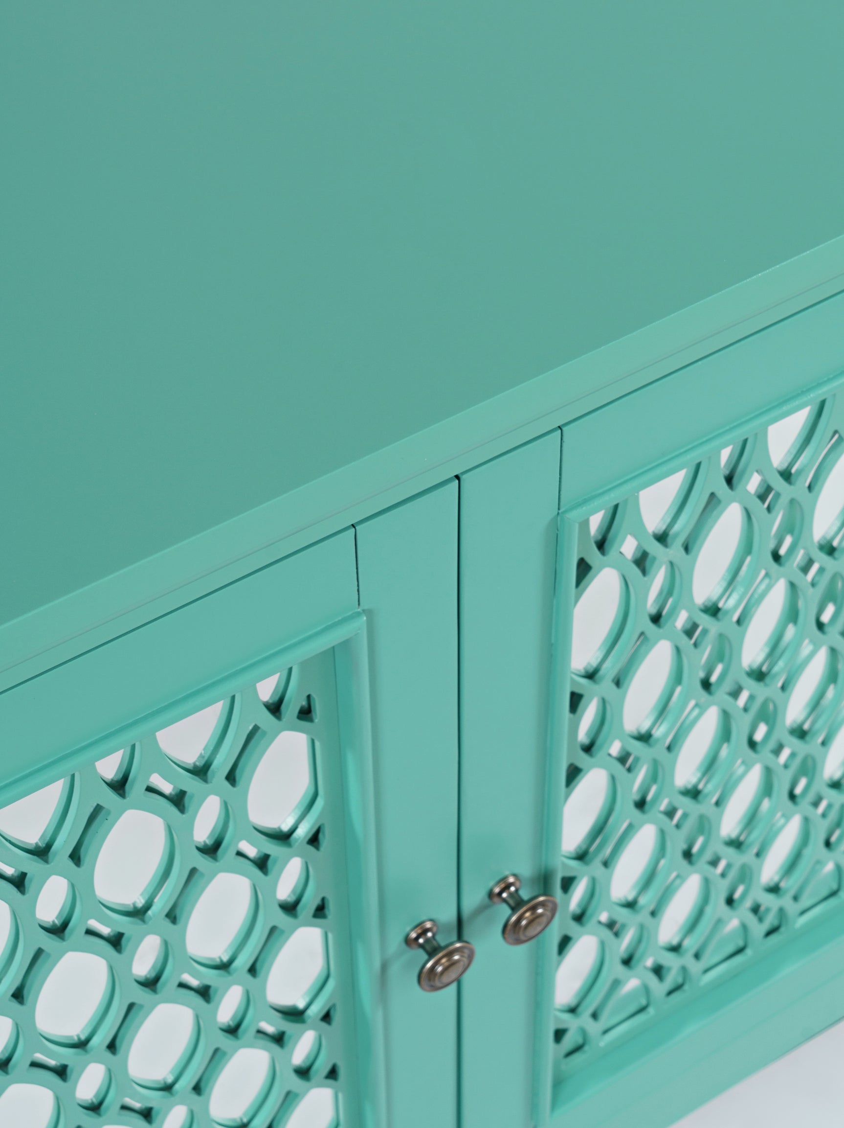 Isabella Aqua 54 Mirrored Accent Cabinet - Ornate Home