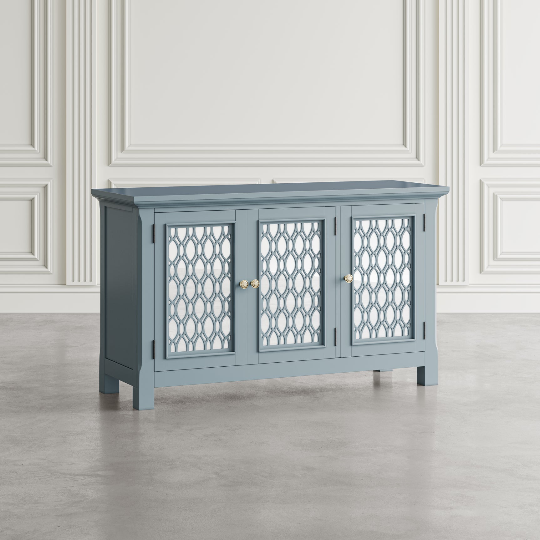 Isabella Blue 54 Mirrored Accent Cabinet - Ornate Home