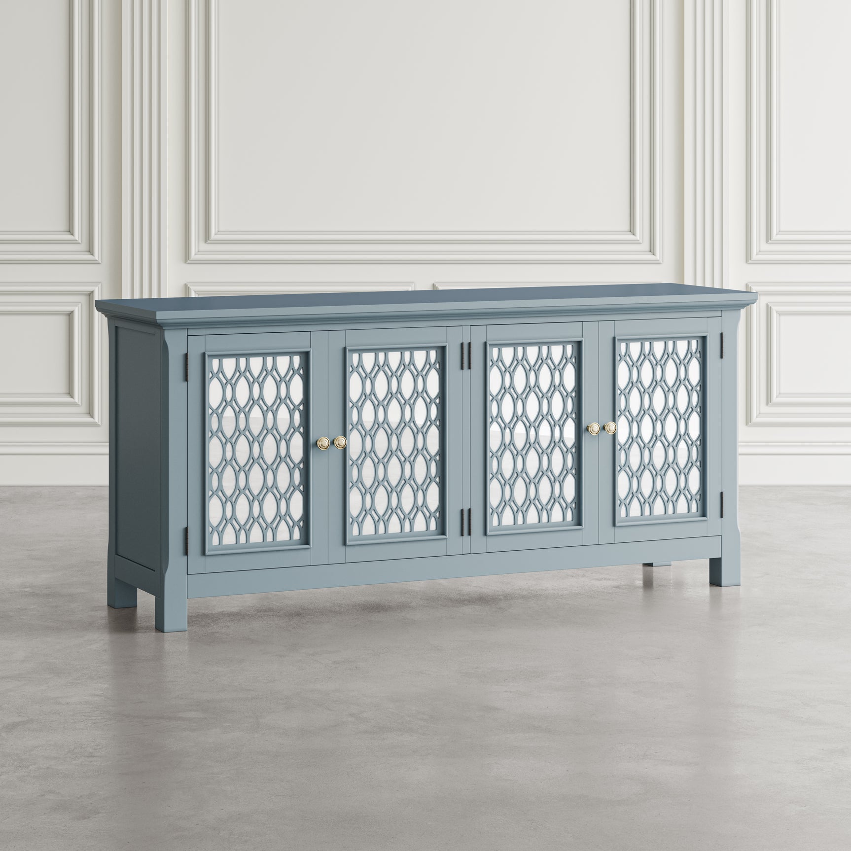 Isabella Blue 69 Mirrored Accent Cabinet - Ornate Home