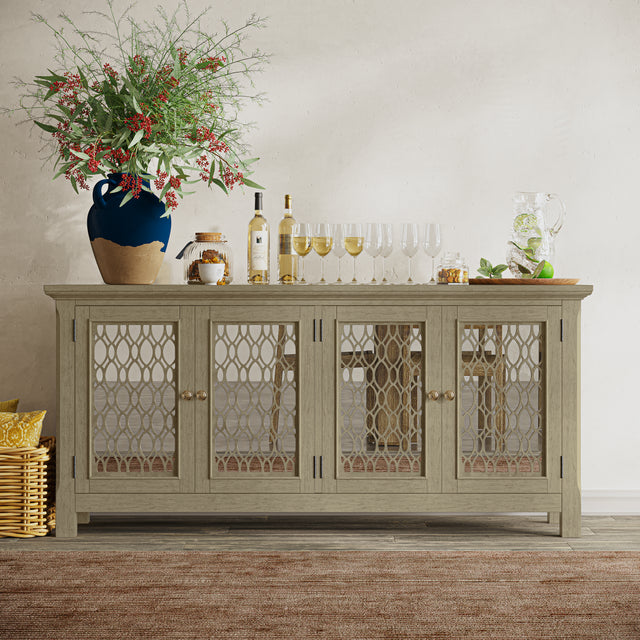 Isabella Champagne 69 Mirrored Accent Cabinet - Ornate Home