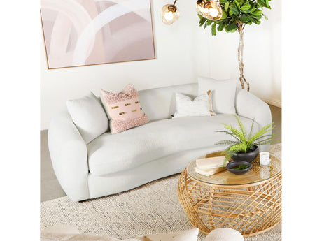 Isabella Natural Faux Sheepskin Upholstered Sofa - Ornate Home