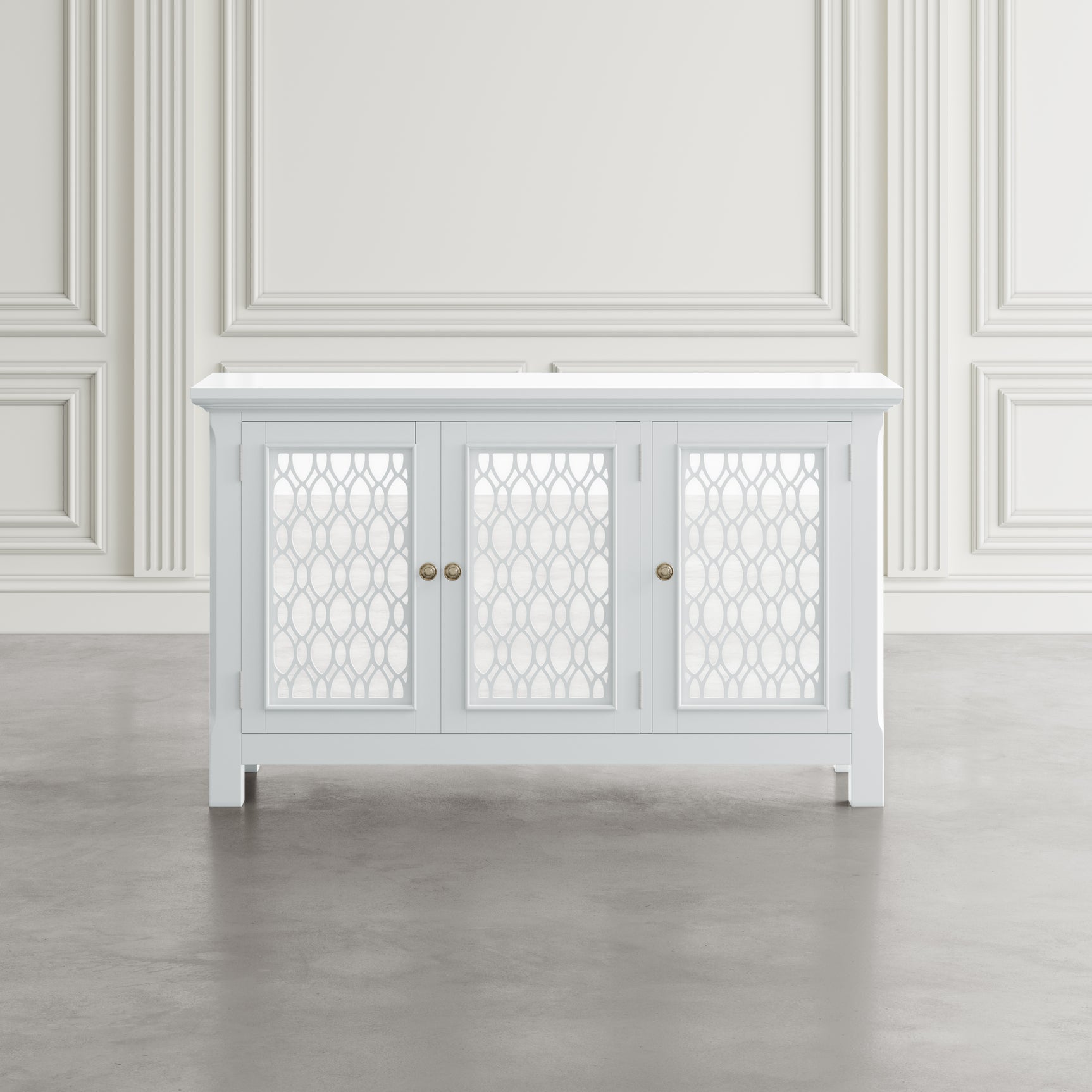 Isabella White 54 Mirrored Accent Cabinet - Ornate Home