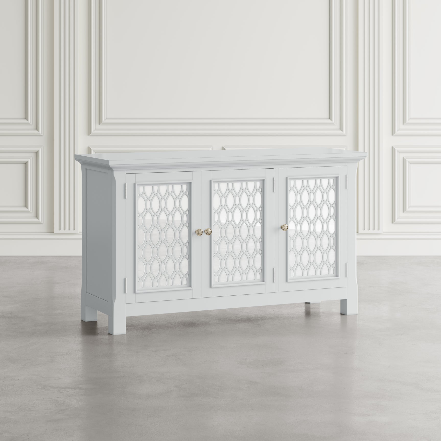 Isabella White 54 Mirrored Accent Cabinet - Ornate Home