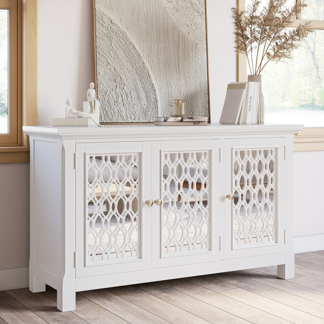 Isabella White 54 Mirrored Accent Cabinet - Ornate Home