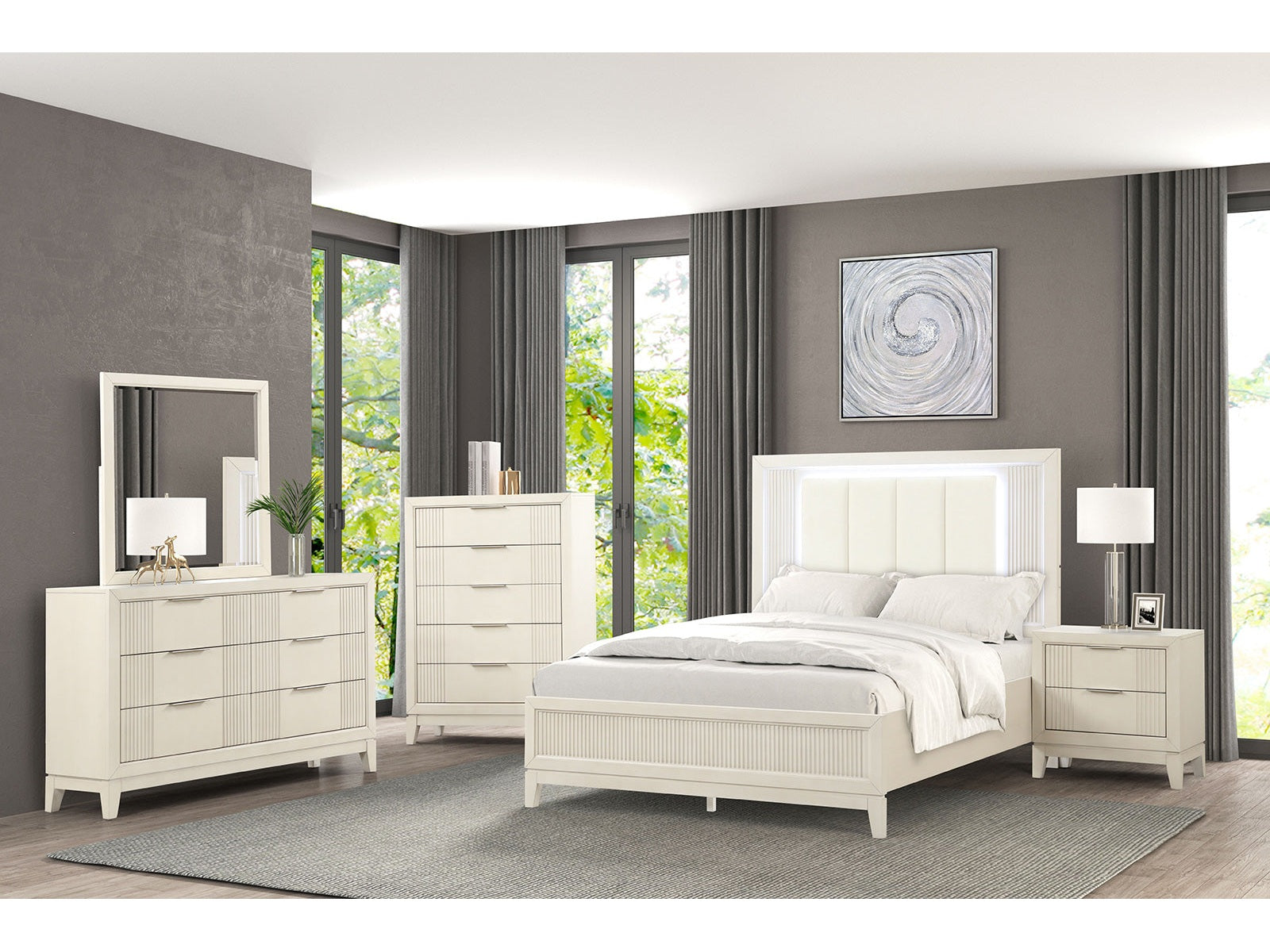 Isadore White Queen 4 Piece Bedroom Set - Ornate Home