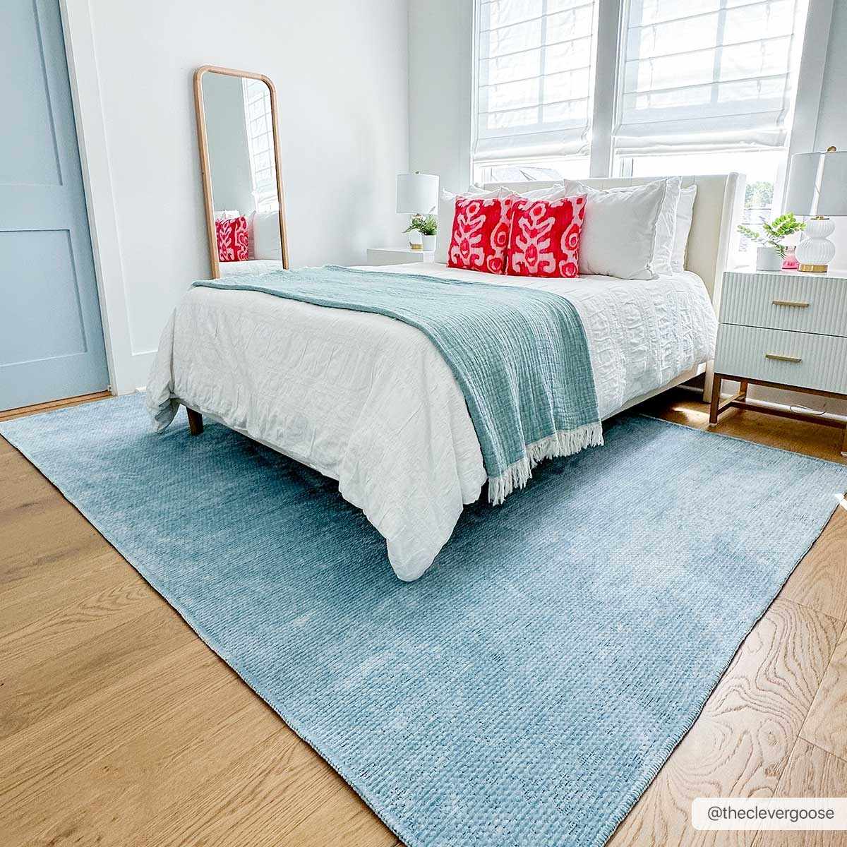 Isako Blue Solid Washable Area Rug - Clearance - Ornate Home