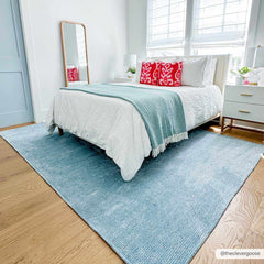 Isako Blue Solid Washable Area Rug - Clearance - Ornate Home