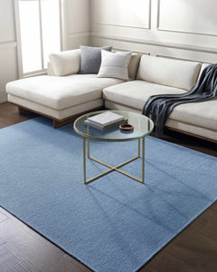 Isako Blue Solid Washable Area Rug - Clearance - Ornate Home