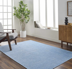 Isako Blue Solid Washable Area Rug - Clearance - Ornate Home