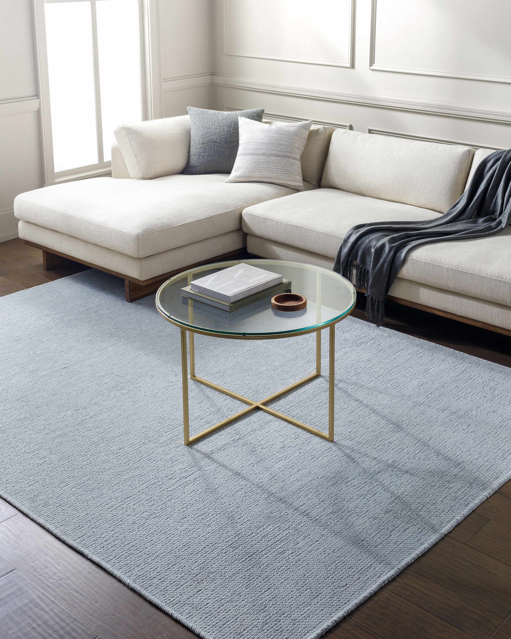Isako Light Blue Solid Washable Rug - Clearance - Ornate Home