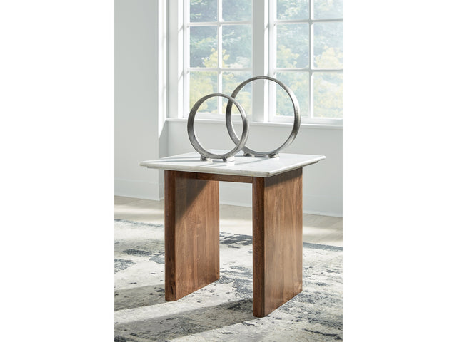 Isanti Light Brown/White End Table (Online Special Price) - Ornate Home