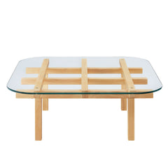 Isby Oak 35 Inch Tempered Glass Coffee Table - Ornate Home
