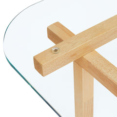 Isby Oak 35 Inch Tempered Glass Coffee Table - Ornate Home