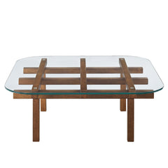 Isby Walnut 35 Inch Tempered Glass Coffee Table - Ornate Home