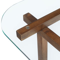 Isby Walnut 35 Inch Tempered Glass Coffee Table - Ornate Home