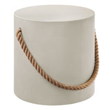 Isera Light Gray Indoor - Outdoor Patio Rope Concrete Side Table Stool - Ornate Home