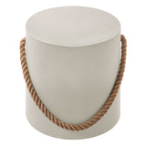 Isera Light Gray Indoor - Outdoor Patio Rope Concrete Side Table Stool - Ornate Home