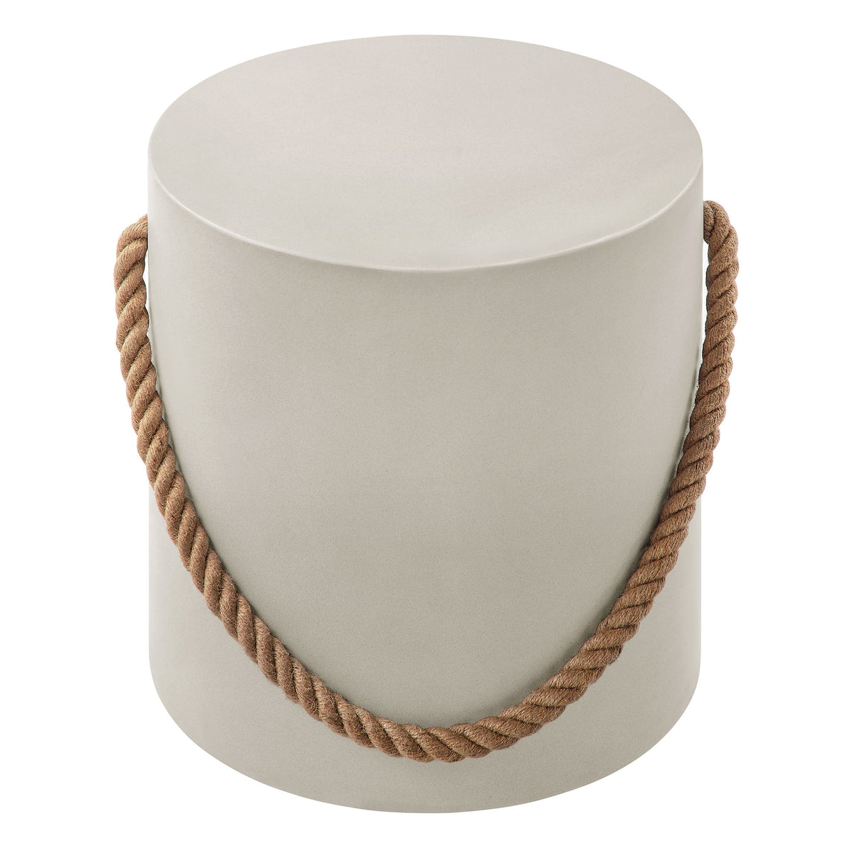 Isera Light Gray Indoor - Outdoor Patio Rope Concrete Side Table Stool - Ornate Home