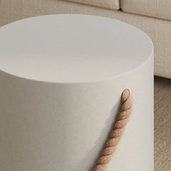 Isera Light Gray Indoor - Outdoor Patio Rope Concrete Side Table Stool - Ornate Home