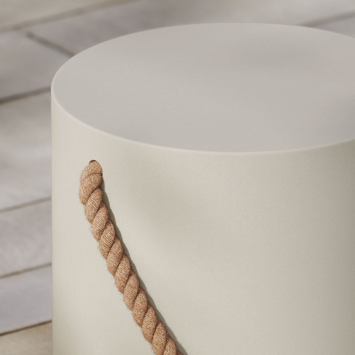 Isera Light Gray Indoor - Outdoor Patio Rope Concrete Side Table Stool - Ornate Home