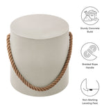 Isera Light Gray Indoor - Outdoor Patio Rope Concrete Side Table Stool - Ornate Home