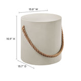 Isera Light Gray Indoor - Outdoor Patio Rope Concrete Side Table Stool - Ornate Home