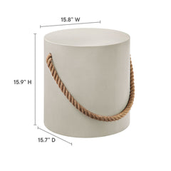 Isera Light Gray Indoor - Outdoor Patio Rope Concrete Side Table Stool - Ornate Home