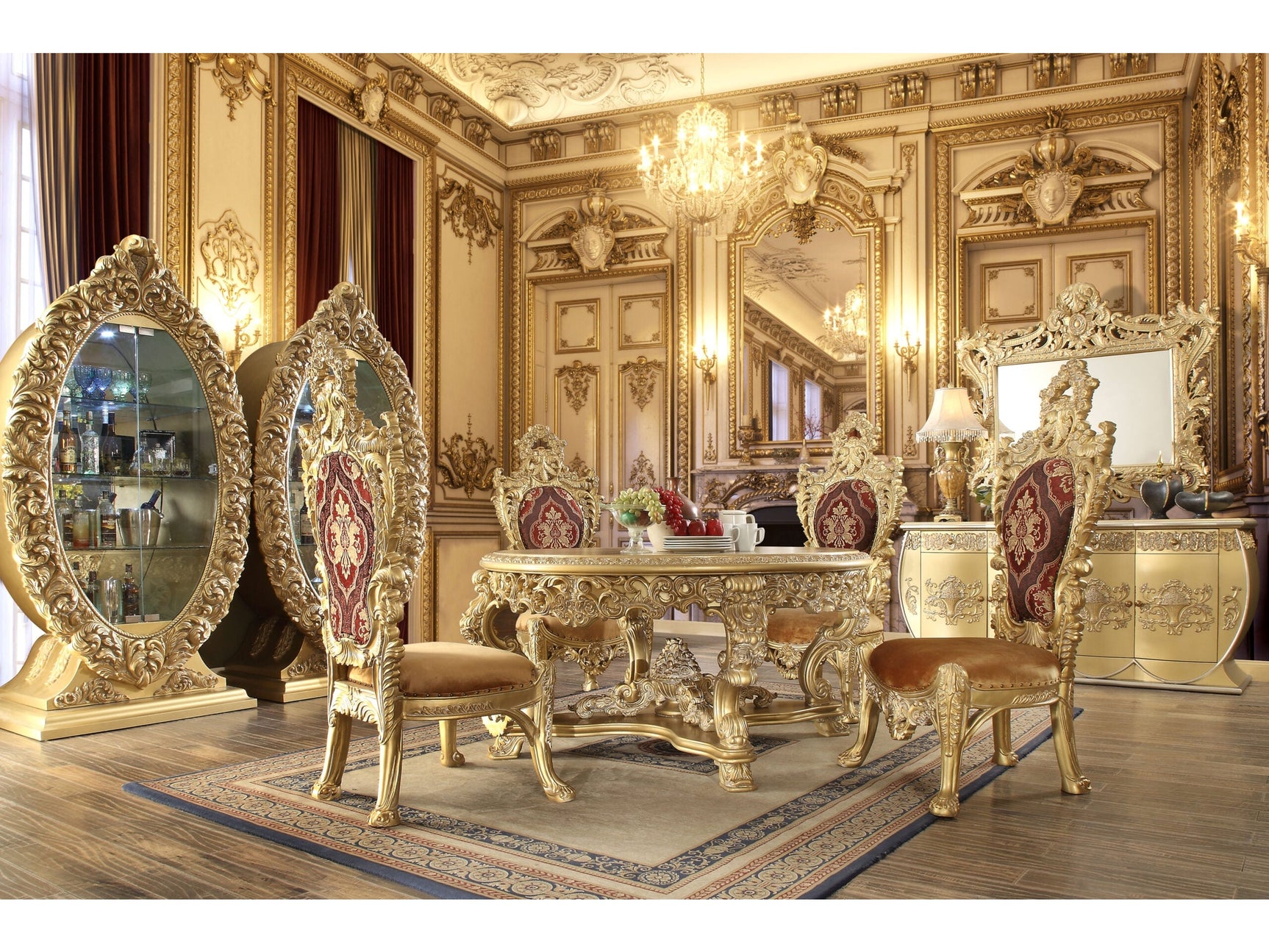 Isidora Bright Gold 5pc Round Dining Set  / HD-8086 - Ornate Home