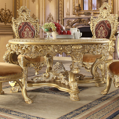 Isidora Bright Gold 5pc Round Dining Set  / HD-8086 - Ornate Home