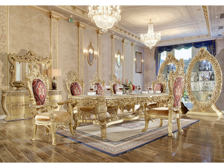 Isidora Bright Gold 7pc Rectangular Dining  / HD-8086 - Ornate Home