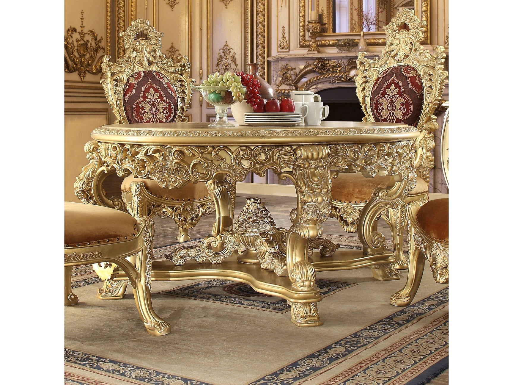 Isidora Bright Gold Round Dining Table  / HD-8086 - Ornate Home