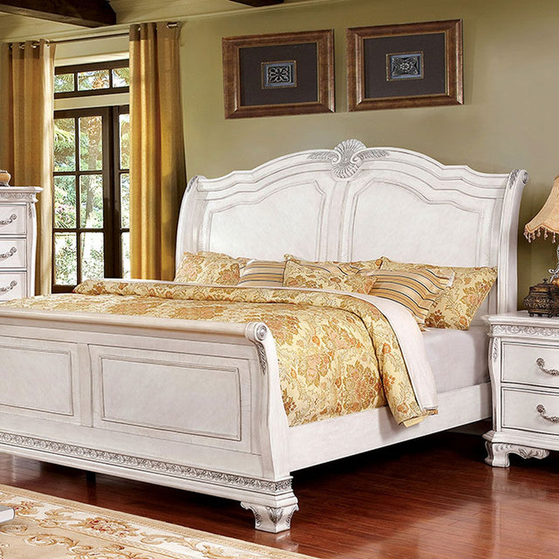 Isidora White Wash E.King Bed - Ornate Home