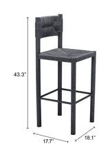 Iska Black Barstool (Set of 2) - Ornate Home
