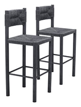 Iska Black Barstool (Set of 2) - Ornate Home