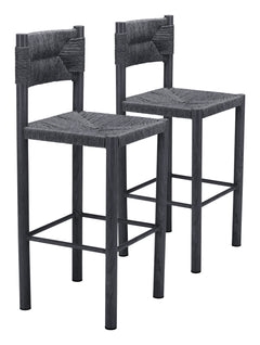 Iska Black Barstool (Set of 2) - Ornate Home