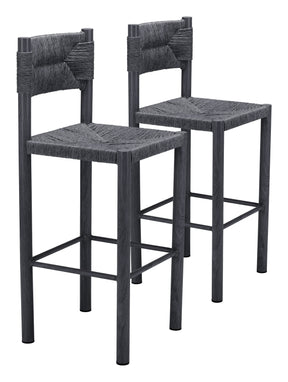 Iska Black Outdoor Barstool (Set of 2) - Ornate Home