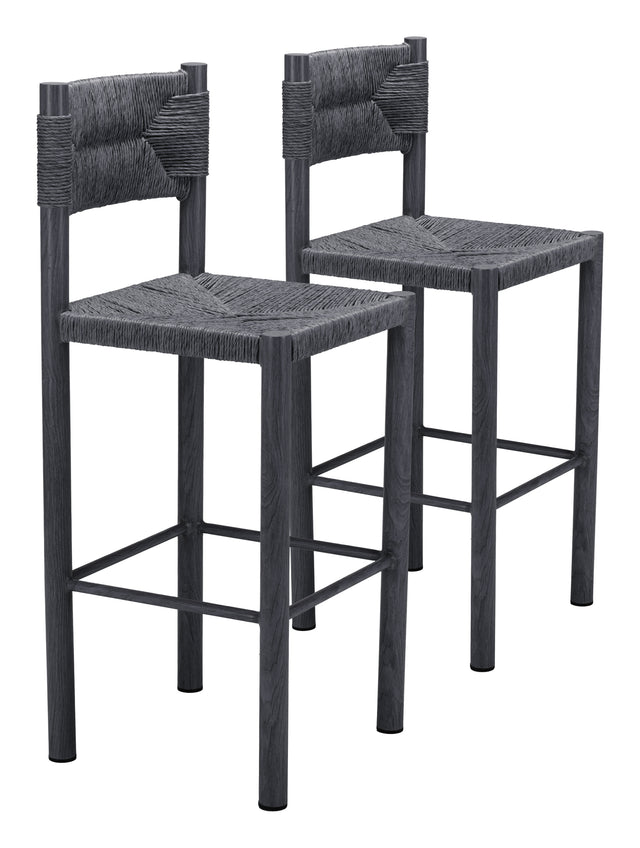 Iska Black Outdoor Barstool (Set of 2) - Ornate Home