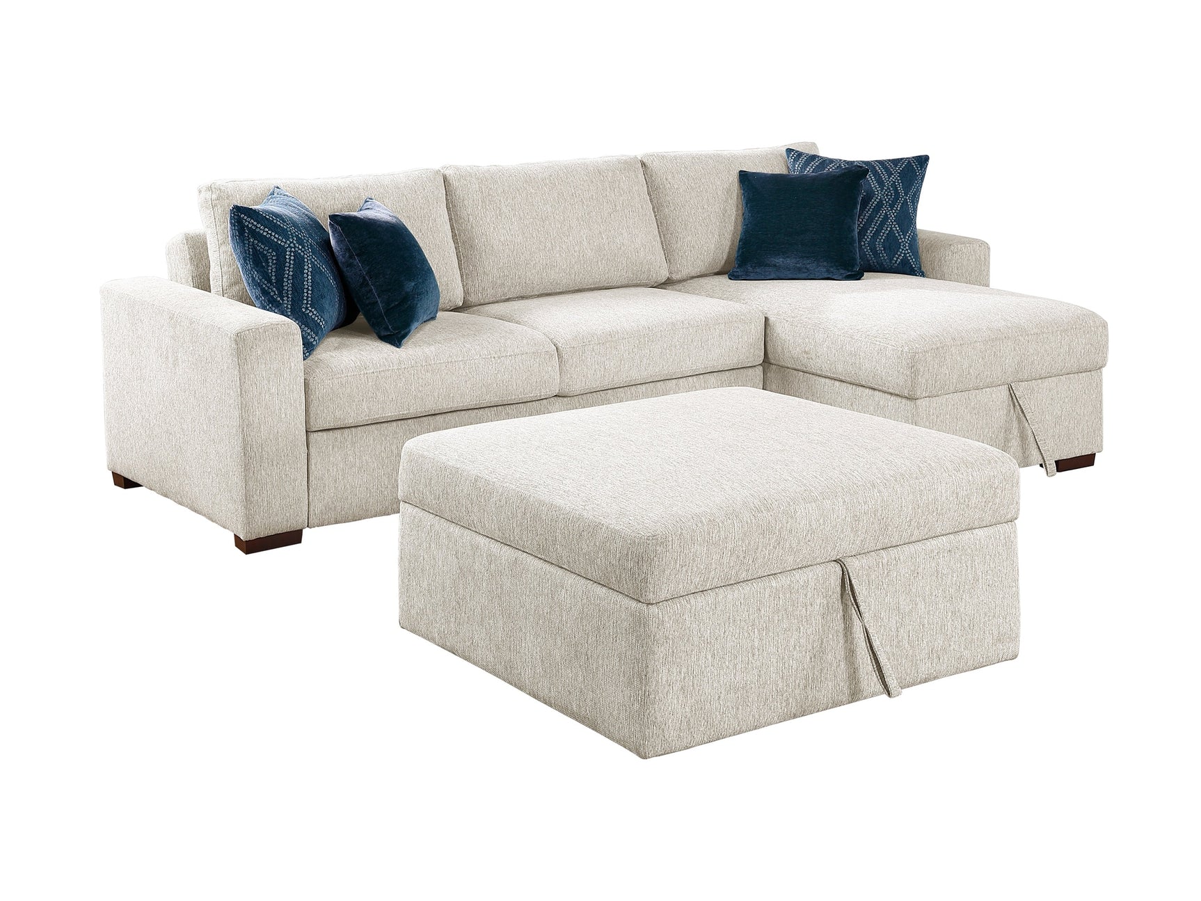 Isla Beige 3-Piece Sectional w/ Reversible Chaise and Ottoman - Ornate Home