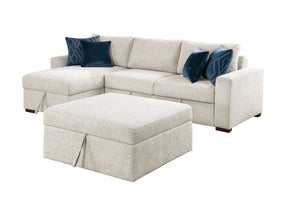 Isla Beige 3-Piece Sectional w/ Reversible Chaise and Pull-Out Bed & Ottoman - Ornate Home