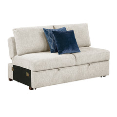 Isla Beige 3-Piece Sectional w/ Reversible Chaise and Pull-Out Bed & Ottoman - Ornate Home