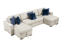 Isla Beige 3-Piece Sectional w/ Reversible Chaises & Pull-Out Bed - Ornate Home